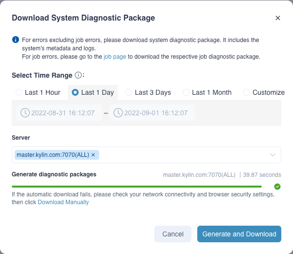 Generate System Diagnostic Package in Web UI