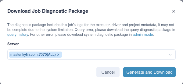 Generate Job Diagnostic Package in Web UI