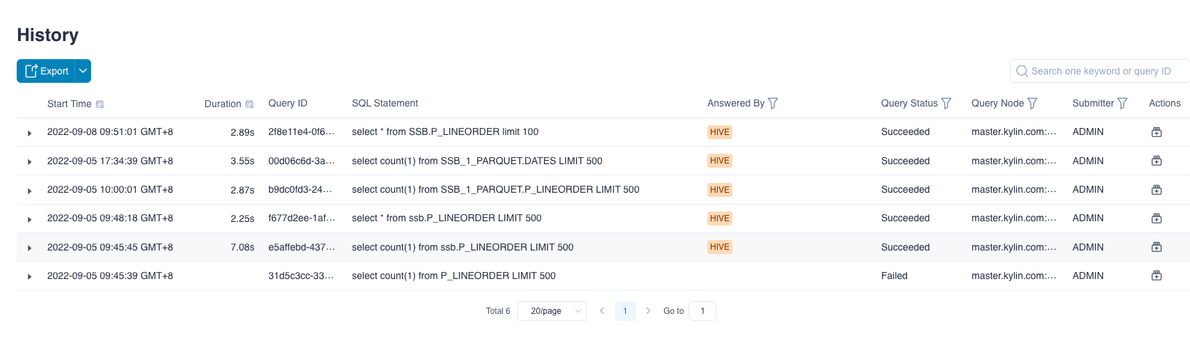 Query History