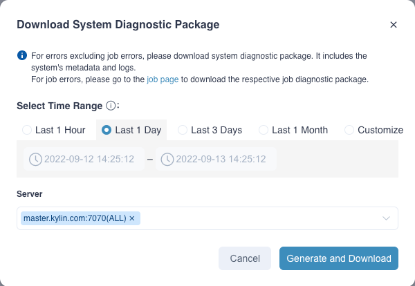 Generate Job Diagnostic Package in Web UI